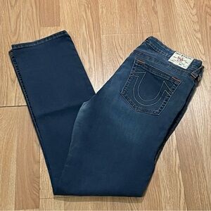True Religion Billie Women’s Mid Rise Straight Jeans 33 (33x32) Dark Blue
